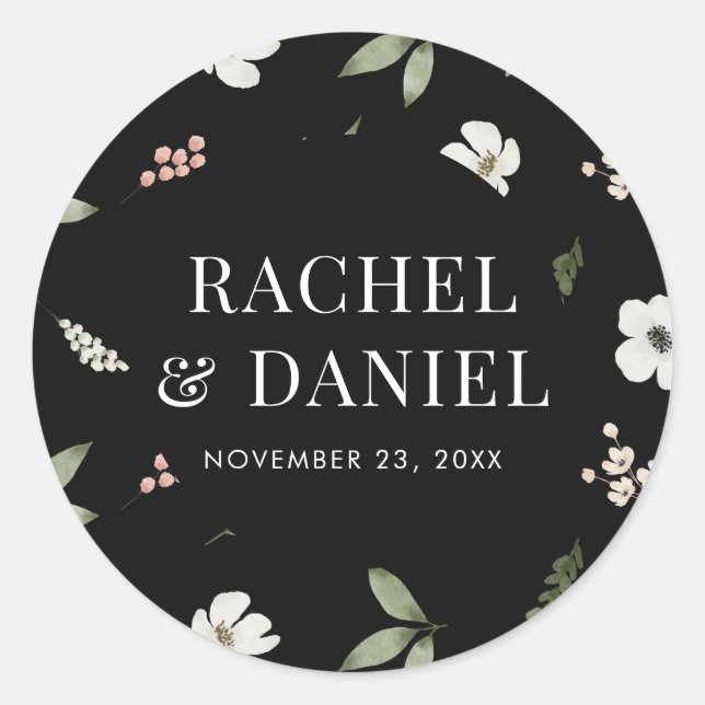 Sticker Rond Phoques d'enveloppes de Mariage de Motif végétal (Devant)