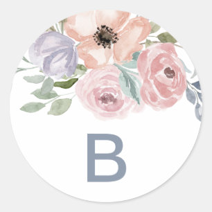 Sticker Rond Phoques d'enveloppes de Mariage Monogramme Rose Du