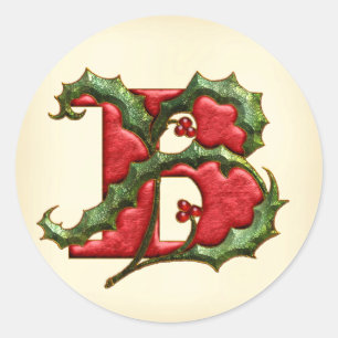 Sticker Rond Phoques d'enveloppes de monogramme B de Noël