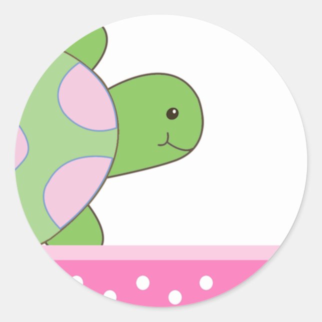 Sticker Rond Phoques d'enveloppes de TURTLE de mer rose (Devant)