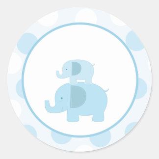 Sticker Rond Phoques d'enveloppes d'éléphants bleu mod / Topper