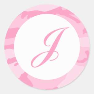 Sticker Rond Phoques d'enveloppes en camo rose