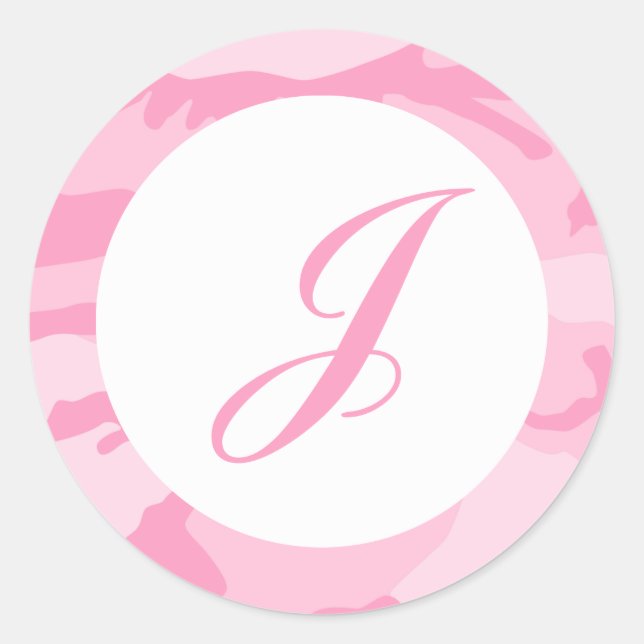 Sticker Rond Phoques d'enveloppes en camo rose (Devant)