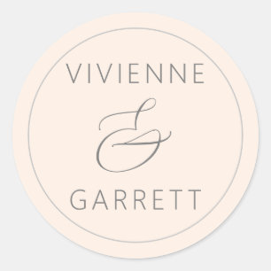 Sticker Rond Phoques d'enveloppes Mariage rose et gris