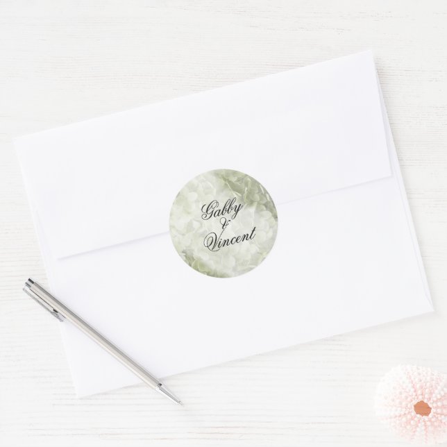 Sticker Rond Phoques d'enveloppes Mariages Green Annabelle Hydr (Enveloppe)