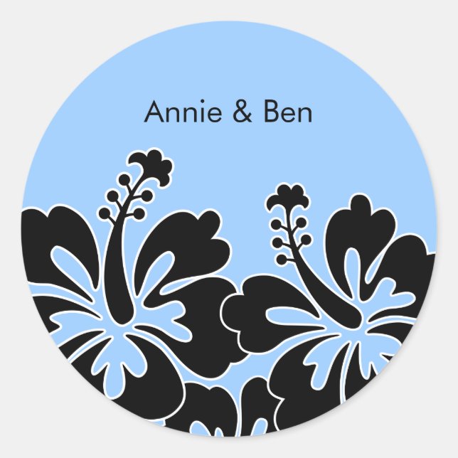 Sticker Rond Phoques d'enveloppes Mariages Hibiscus doux (Devant)