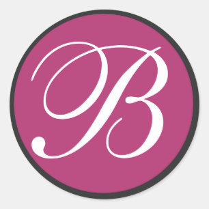 Sticker Rond Phoques d'enveloppes Mariages monogrammes Fuchsia
