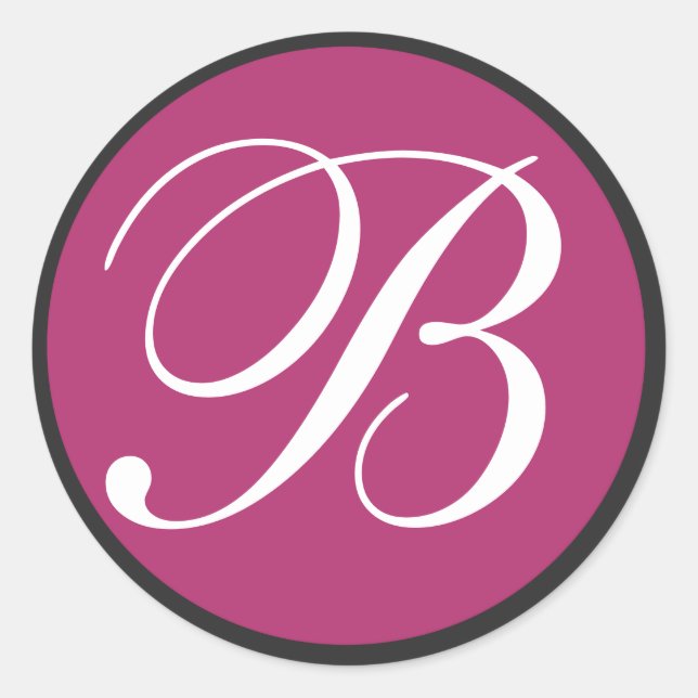 Sticker Rond Phoques d'enveloppes Mariages monogrammes Fuchsia  (Devant)