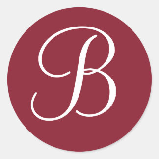 Sticker Rond Phoques d'enveloppes monogrammes en rouge foncé et