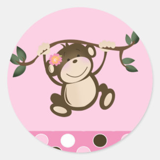 Sticker Rond Phoques d'enveloppes pour singe rose