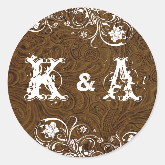 Sticker Rond Phoques en cuir Brown foncé (Devant)
