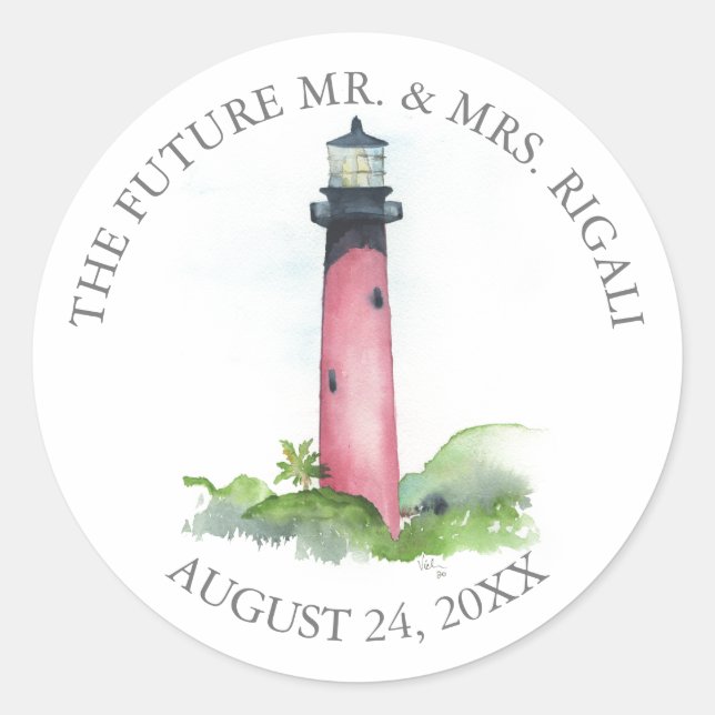 Sticker Rond Phoques Mariage phare (Devant)