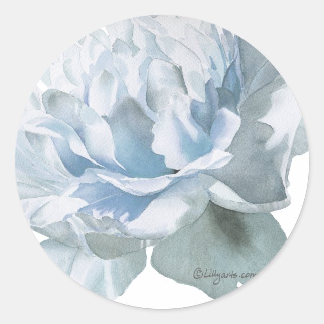 Sticker Rond Phoques Mariages Blue Peony (Devant)