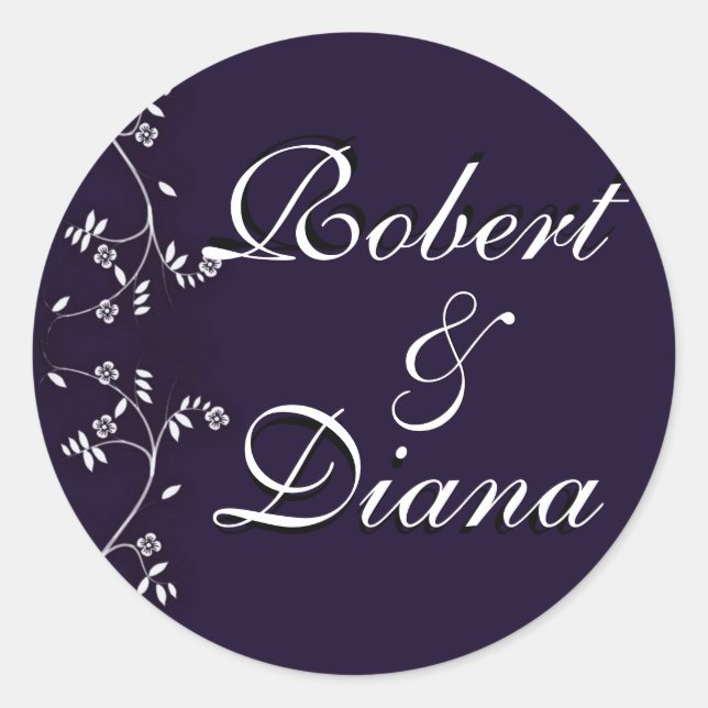 Sticker Rond Phoques mariages de prune profonde (Devant)