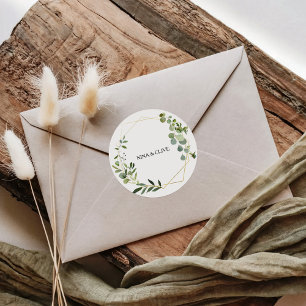 Sticker Rond Phoques Mariages Feuilles verts tropicaux
