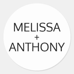 Sticker Rond Phoques Mariages Monogrammes Noir Blanc Moderne