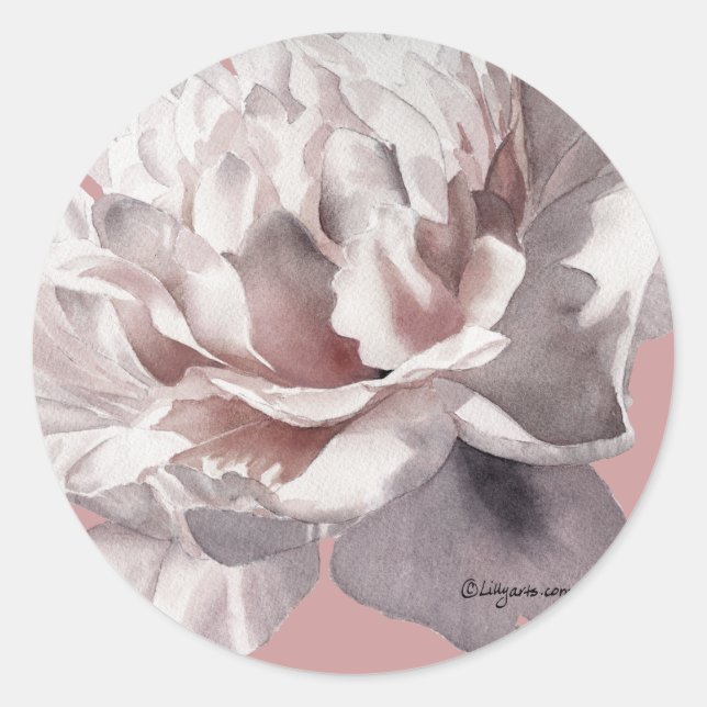 Sticker Rond Phoques Mariages Peony rose Beige (Devant)