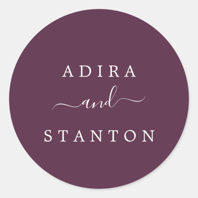 Sticker Rond Phoques Moody Purple Mariage Enveloppe (Devant)