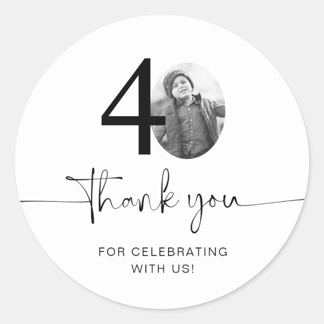Sticker Rond Photo 40e anniversaire (Devant)