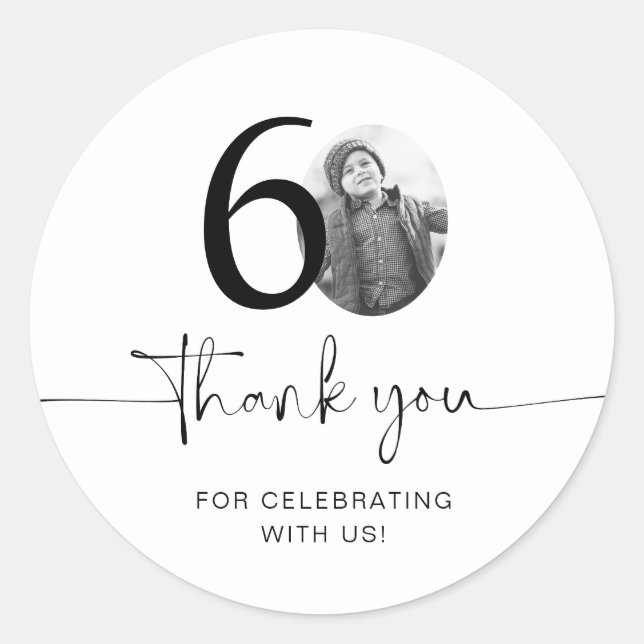 Sticker Rond Photo 60e anniversaire Merci (Devant)