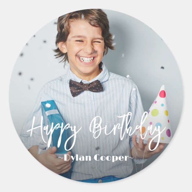 Sticker Rond Photo Anniversaire personnalisé (Devant)