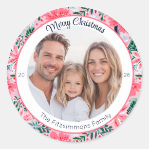 Sticker Rond Photo botanique tropical rose moderne de vacances