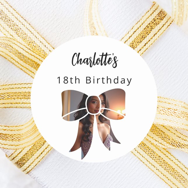 Sticker Rond Photo Bow Anniversaire (Créateur téléchargé)