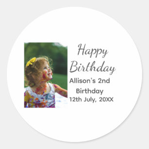 Sticker Rond Photo classique moderne ajouter nom date heureux