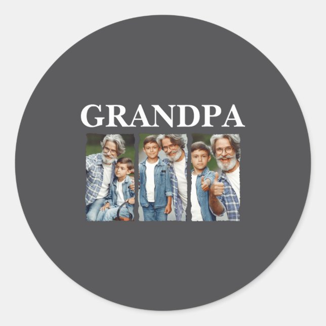 Sticker Rond Photo Collage Grandpa D Gift  (Devant)