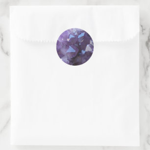Sticker Rond Photo d'Améthyste de Quartz Brésilien Violet