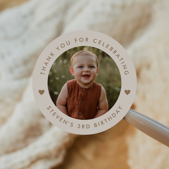 Sticker Rond Photo d'anniversaire du Merci (Créateur téléchargé)