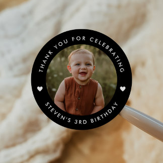 Sticker Rond Photo d'anniversaire du Merci