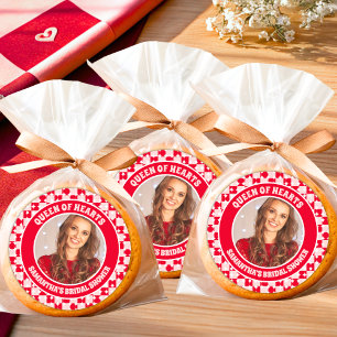 Sticker Rond Photo de Baby Shower Rétro Reine de Coeur de Marié