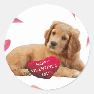 Sticker Rond Photo de Chien de la Saint Valentin