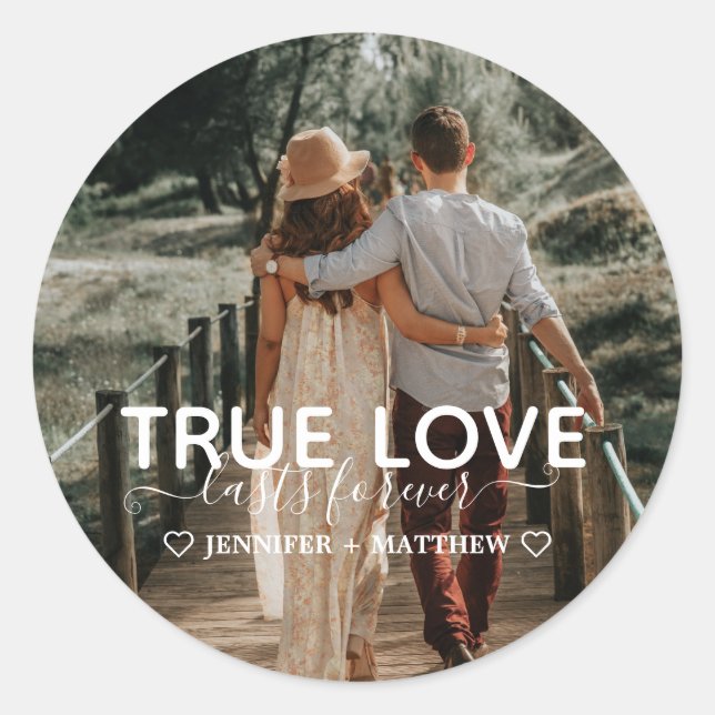 Sticker Rond Photo de couple d'amour véritable (Devant)