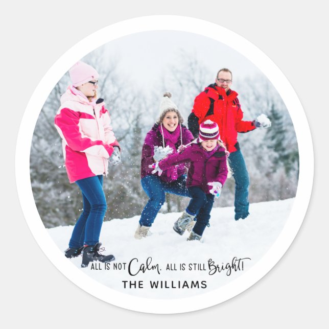 Sticker Rond Photo de famille drôle tout n'est pas calme Vacanc (Devant)