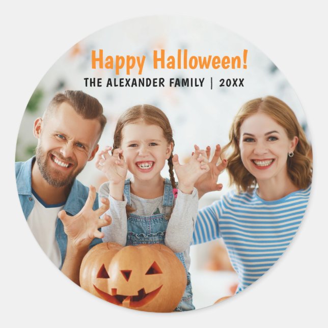 Sticker Rond Photo de famille Happy Halloween (Devant)