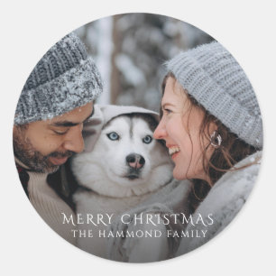 Sticker Rond Photo de famille Joyeux Noël