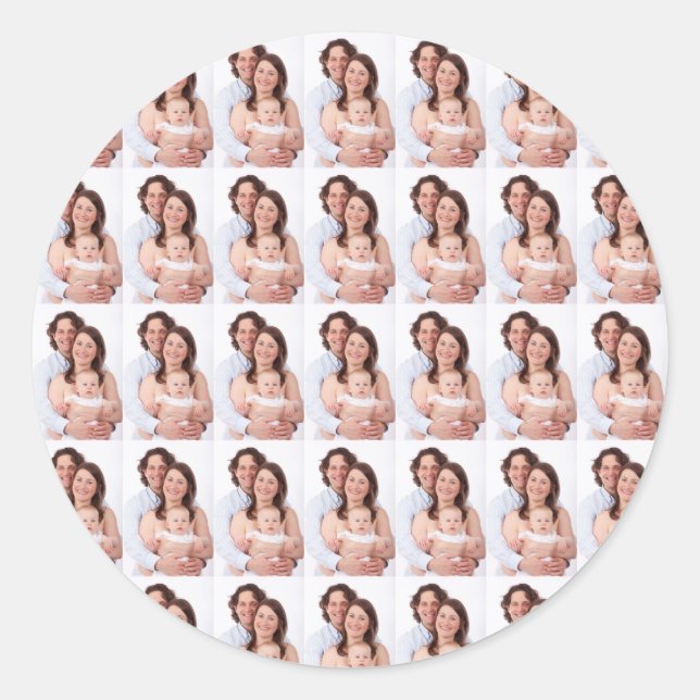 Sticker Rond Photo de famille moderne personnalisé (Devant)