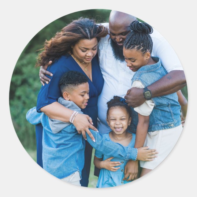 Sticker Rond Photo de famille personnalisé (Devant)