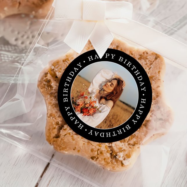 Sticker Rond Photo de fête d'anniversaire (Créateur téléchargé)