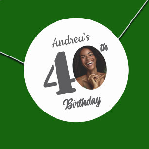 Sticker Rond Photo de fête d'anniversaire 40 ans audacieux