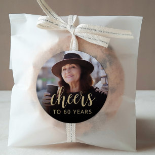 Sticker Rond Photo de fête d'anniversaire 60 ans Tchin-tchin