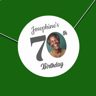 Sticker Rond Photo de fête d'anniversaire 70 ans gras