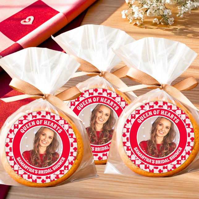 Sticker Rond Photo de Fête de Mariage Rétro Reine de Coeur (Stickers/Labels)