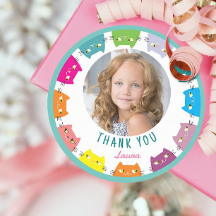 Sticker Rond Photo de fille Merci