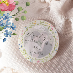Sticker Rond Photo de fleur sauvage Mariage Merci