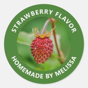 Sticker Rond Photo de Fraise des Bois Produit Maison Saveur