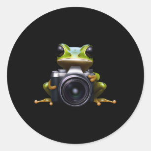 Sticker Rond Photo de grenouille Caméra de retenue de grenouill
