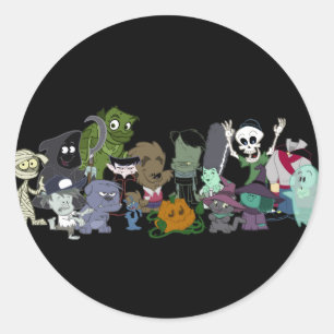 Sticker Rond Photo de groupe de Halloweenies
